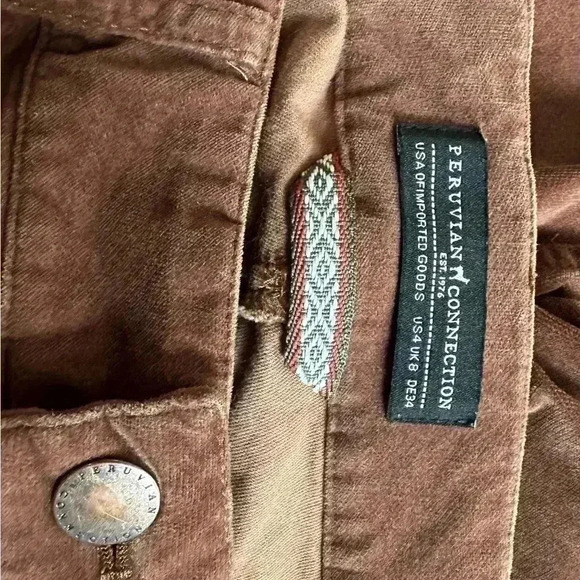 Peruvian Connection Stretchy Velveteen Boot Cut Pants Pecan Brown Women’s Size 4 - Picture 12 of 14